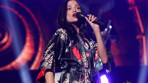 Natalia Jiménez durante sus ensayos esta semana de la gala de los premios latinos.