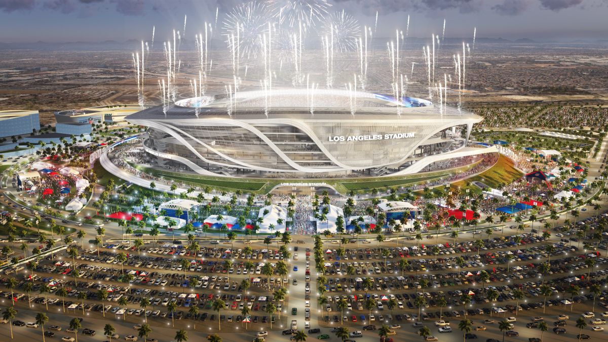 En este dibujo se puede apreciar el moderna y atractivo diseño del estadio del proyecto de Carson, que sería construido cerca de los freeways 405 y 110 / MANICA