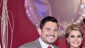 De izq. a der., Ernesto Laguardia, Itatí Cantoral, Julián Figueroa y Maribel Guardia en las grabaciones del final de "Amores con trampa".