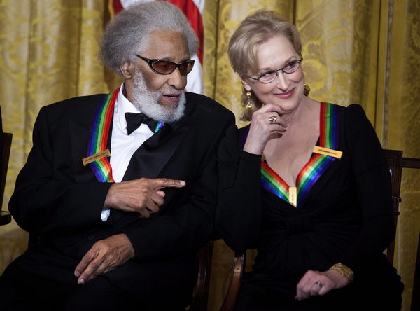 Meryl Streep y Sonny Rollins el domingo en la recepción.