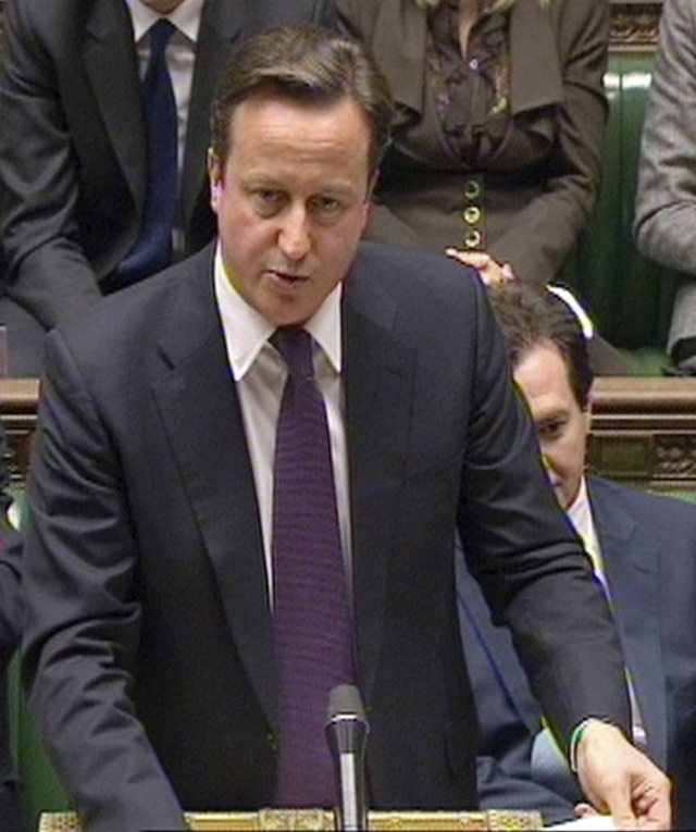 El primer ministro británico, David Cámeron,  en un debate.