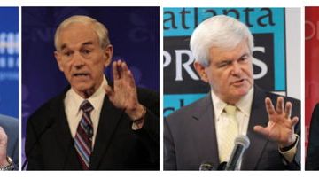Cuatro de los siete precandidatos republicanos, aspirantes a la Presidencia de Estados Unidos.