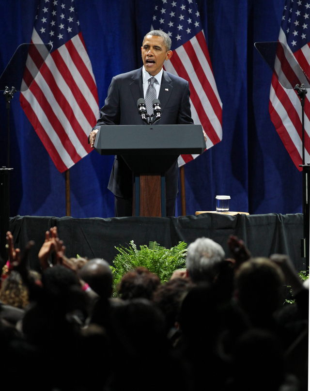 El presidente Barack Obama de campaña en Chicago.