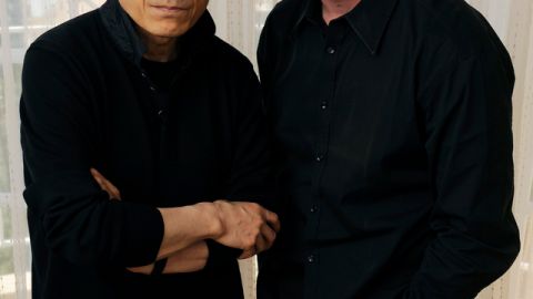 Christian Bale (der.) con Zhang Yimou.