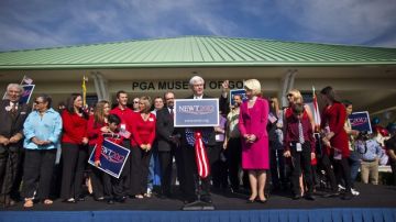 Newt Gingrich, durante un acto electoral en el centro PGA de golf de Port St. Lucie, en Florida, Estados Unidos, ayer.