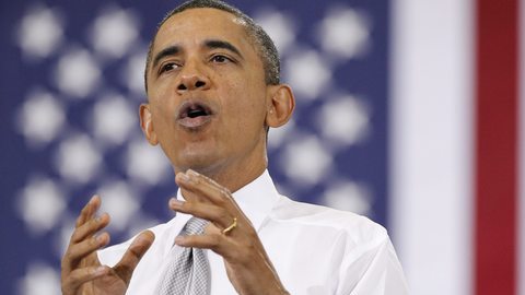 Barack Obama, cuando pronunciaba un discurso en la Universidad de Míchigan, en Anna Arbor.