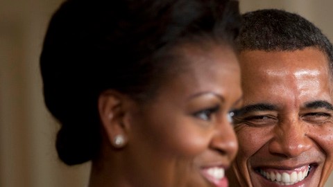 La primera dama Michelle Obama junto al  presidente Barack Obama.