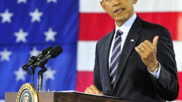 El presidente Barack Obama, cuando pronunciaba un discurso en su visita a una estación de bomberos en Arlington, Virginia.