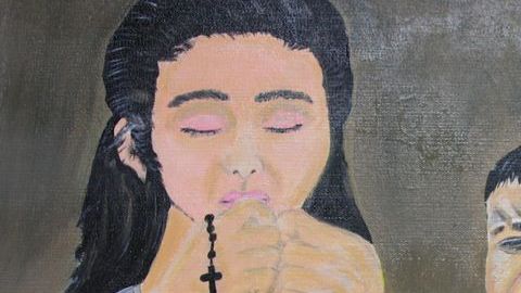 Una de las obras creadas para la exhibición "El rompimiento de la familia", de la Universidad de Illinois en Chicago.