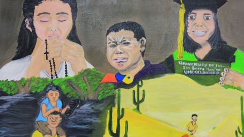 Una de las obras creadas para la exhibición "El rompimiento de la familia", de la Universidad de Illinois en Chicago.