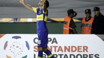 Pablo Ledesma, de Boca, celebra después de anotar un gol ante Arsenal de Sarandí, en el  estadio Julio Humberto Grondona.