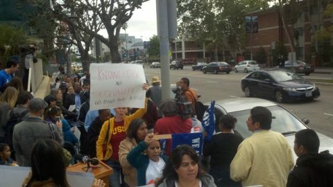 Protesta de residentes el miércoles.