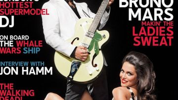 Raquel Pomplun y  Bruno Mars en la portada de Playboy.