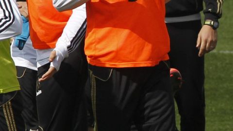 Cristiano Ronaldo y Pepe, en la práctica del Real Madrid.