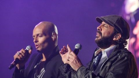 Desde la izquierda, Draco, Juan Luis Guerra y Rubén Blades durante el evento realizado en el Coliseo de Puerto Rico. Esta noche vuelven a presentarse en el mismo lugar.