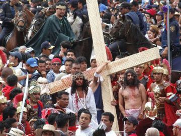 El calvario de Jesús en el cerro de Iztapalapa de Ciudad de México.