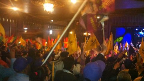 Las fila  en el teatro United Palace se comenzaron a llenar más de dos horas antes de que comenzase el acto.