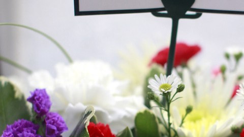 Flores  para los muertos del Titanic,  en  Belfast, Irlanda del Norte.