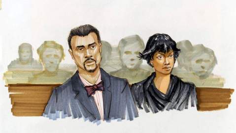 Jennifer Hudson se sentó junto a su prometido, David Otunga, tras haber servido como testigo ayer en el primer día de juicio.