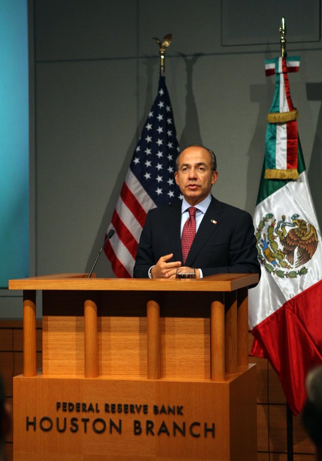 El presidente Felipe Calderón en Houston, Texas.