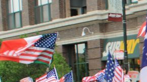 Imagen de la marcha del 1 de mayo, del 2010, a la salida del Parque Union, en Chicago.