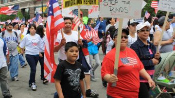 Imagen de la marcha del 1 de mayo, del 2010, a la salida del Parque Union, en Chicago.