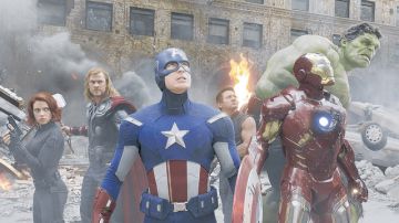'The Avengers': Black Widow (Scarlett Johansson), Thor (Chris Hemsworth), Captain America (Chris Evans), Hawkeye (Jeremy Renner), Iron Man (Robert Downey Jr.) y Hulk (Mark Ruffalo).