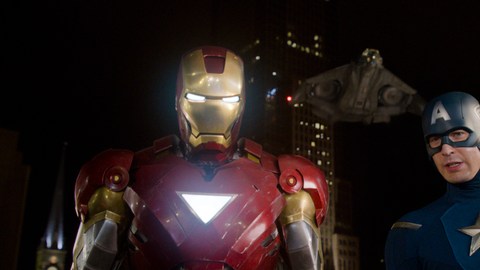 Iron Man y Captain America en 'The Avengers'.