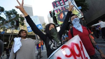 Miembros de "Ocupa Chicago" también participaron de la manifestación.