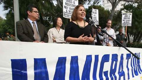 Latinos en una marcha para pedir la reforma migratoria.