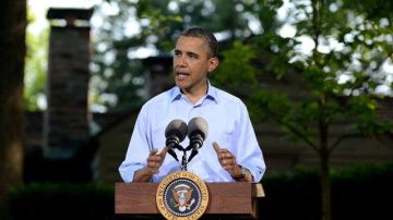 El presidente Barack Obama hablaba ayer, sábado, al cierre de la Cumbre del G8, en Camp David, EEUU.