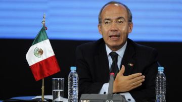 El Presidente mexicano, Felipe Calderón, cuando hablaba, durante la clausura de la Reunión de Ministros de Trabajo y Empleo del G-20.