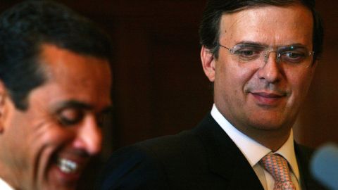 Marcelo Ebrard, jefe del Gobierno del D F, y el alcalde de Los  Ángeles, Antonio Villaraigosa, en conferencia de prensa.