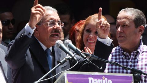 El presidente electo de República Dominicana, Danilo Medina, ofrece su primer discurso a la nación, ayer.