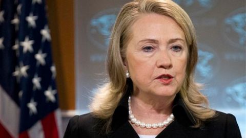 Hillary Clinton, titular de la cancillería estadounidense, en conferencia de prensa.