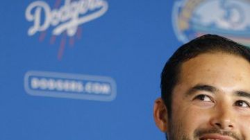 Andre Ethier durante la conferencia de prensa realizada en Los Ángeles.