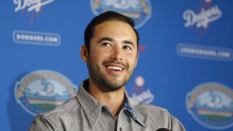 Andre Ethier durante la conferencia de prensa realizada en Los Ángeles.