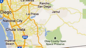 Mapa que muestra la localidad de Campo, al este de San Diego.