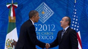 El presidente Obama y el presidente Felipe Calderon en la Cumbre del G-20.