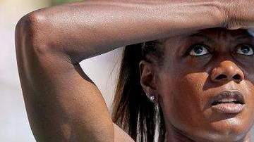 Merlene Ottey durante el Campeonato de Europa de Atletismo realizado en  Barcelona en 2010.