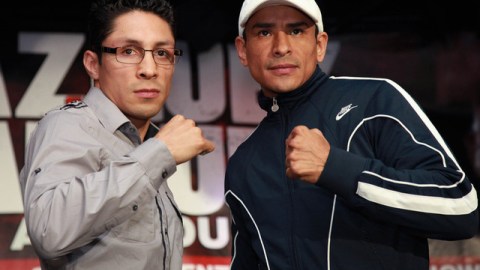 Israel Vázquez (izq.) perdió el ojo derecho, luego de sus cuatro peleas con Rafael Márquez (der.).