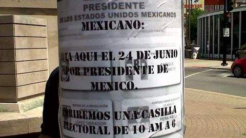 Poster anunciando las casillas de votación para elecciones presidenciales mexicanas.