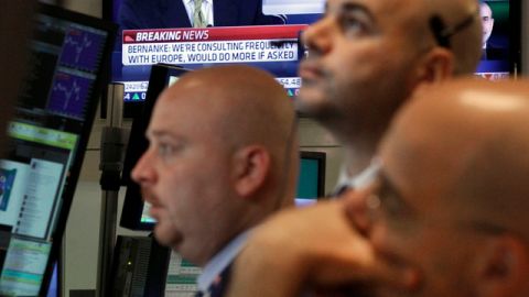 Corredores de la Bolsa esperaban el anuncio de Ben Bernanke.