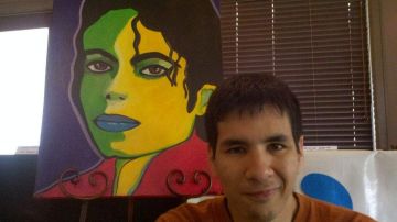 Louis Cano y su pintura de Michael Jackson.