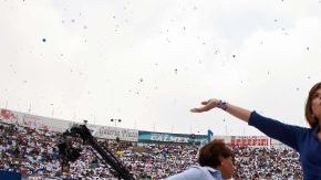 Josefina Vázquez Mota esta tarde durante el cierre de campaña en la Plaza de Toros en México.