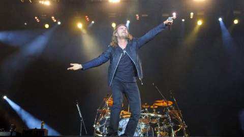 Fher, líder de Maná, en la actuación del sábado que la banda llevó a cabo en Madrid, España.