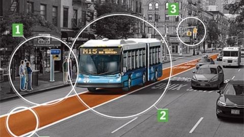 Imagen de cómo se vería el autobús rápido propuesto para Chicago.