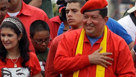 El presidente de Venezuela Hugo Chávez en un mitin de campaña en Maracaibo, el sábado pasado.