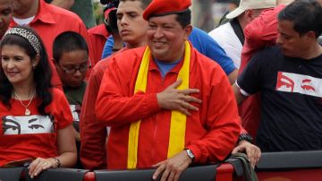 El presidente de Venezuela Hugo Chávez en un mitin de campaña en Maracaibo, el sábado pasado.