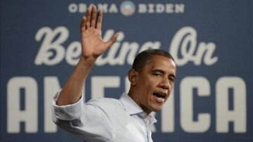 El presidente de Estados Unidos, Barack Obama, da un discurso durante un acto de campaña.